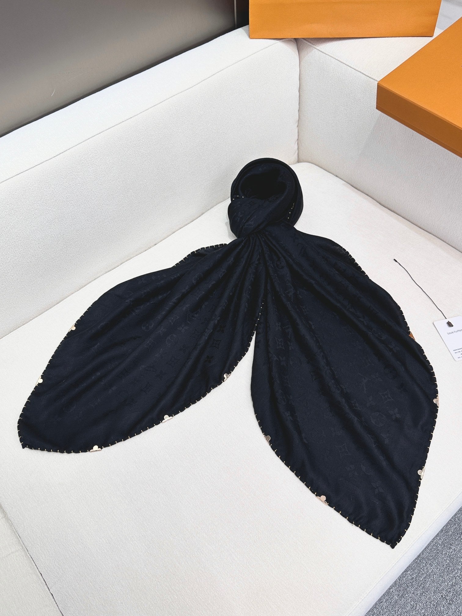 EVERMORE SCARF 140 CM IN BLACK SILK AND WOOL 393156 mysite