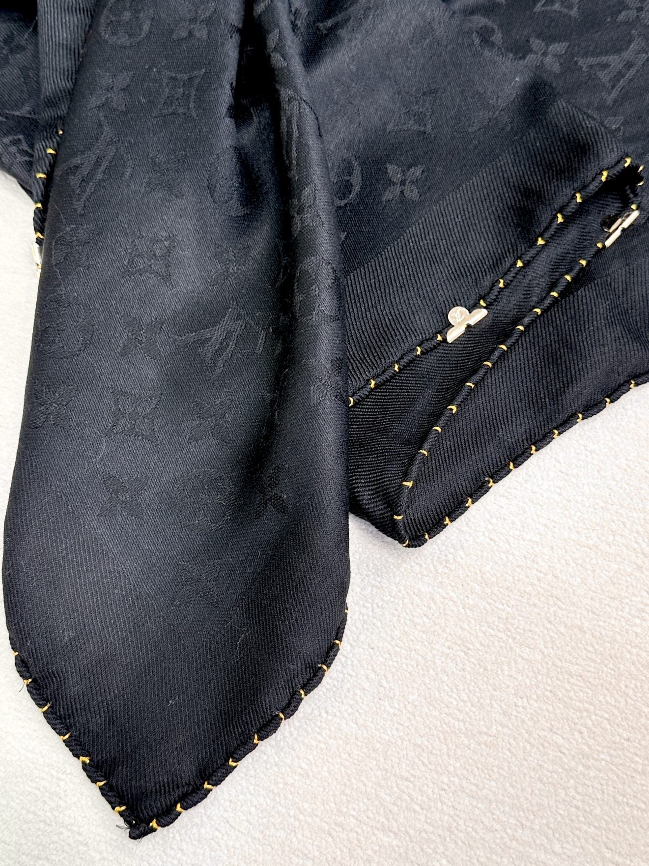 EVERMORE SCARF 140 CM IN BLACK SILK AND WOOL 393156 mysite