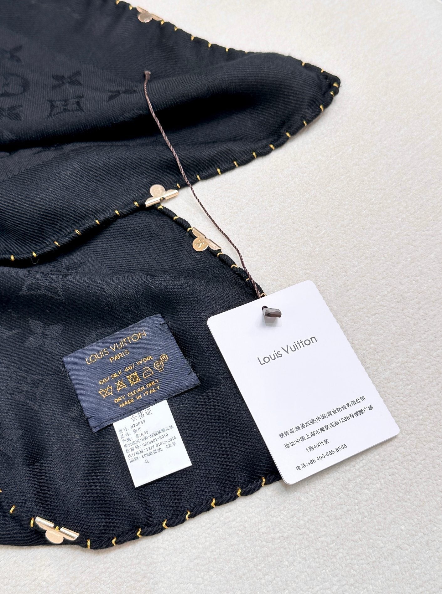 EVERMORE SCARF 140 CM IN BLACK SILK AND WOOL 393156 mysite