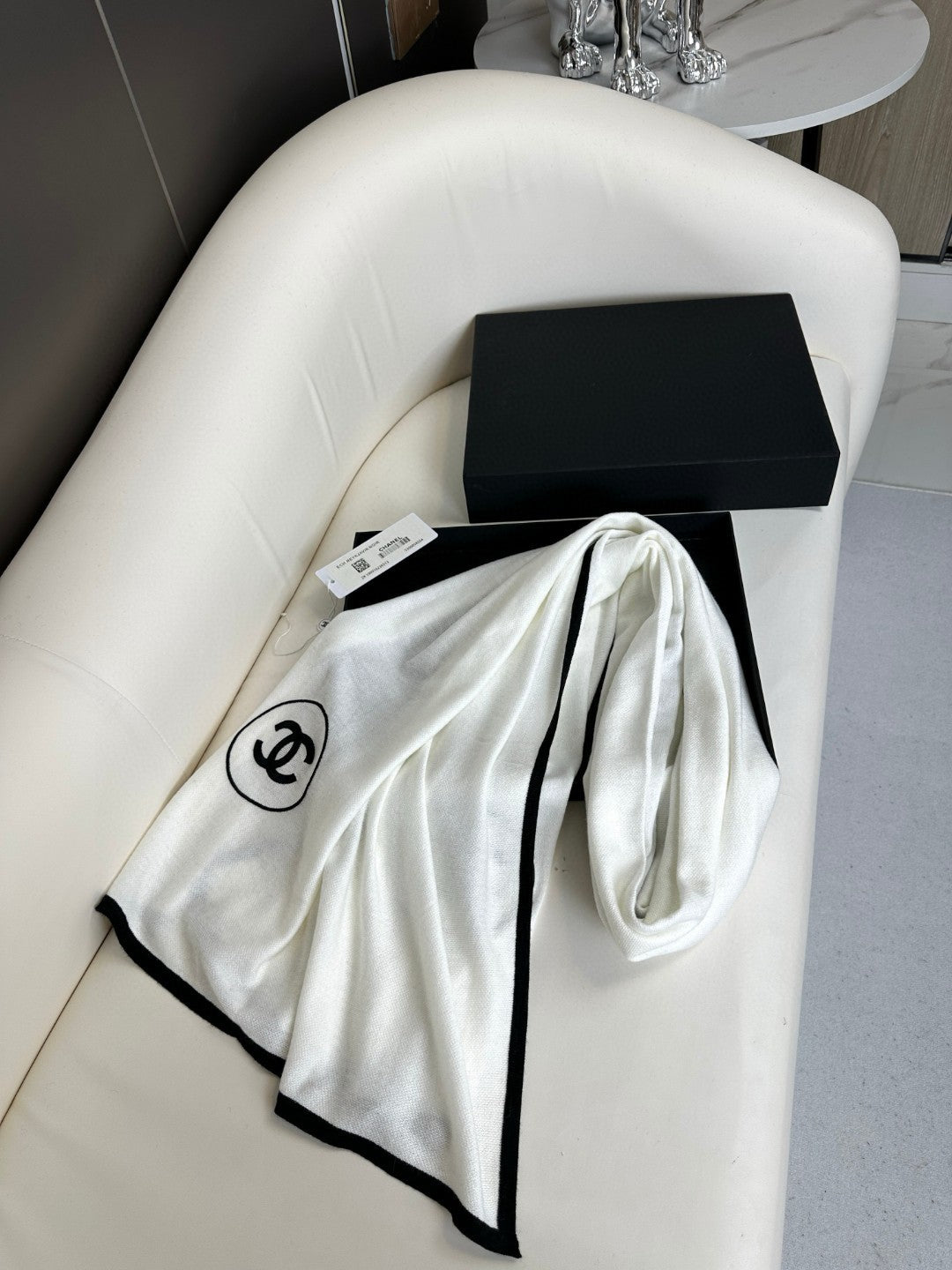 LONG SCARF 200 CM IN WHITE CASHMERE AND SILK 396410 mysite