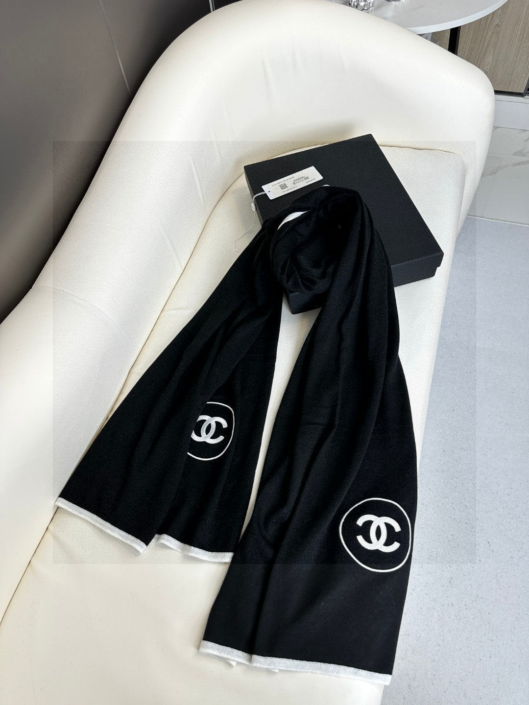 LONG SCARF 200 CM IN BLACK CASHMERE AND SILK 396411 mysite