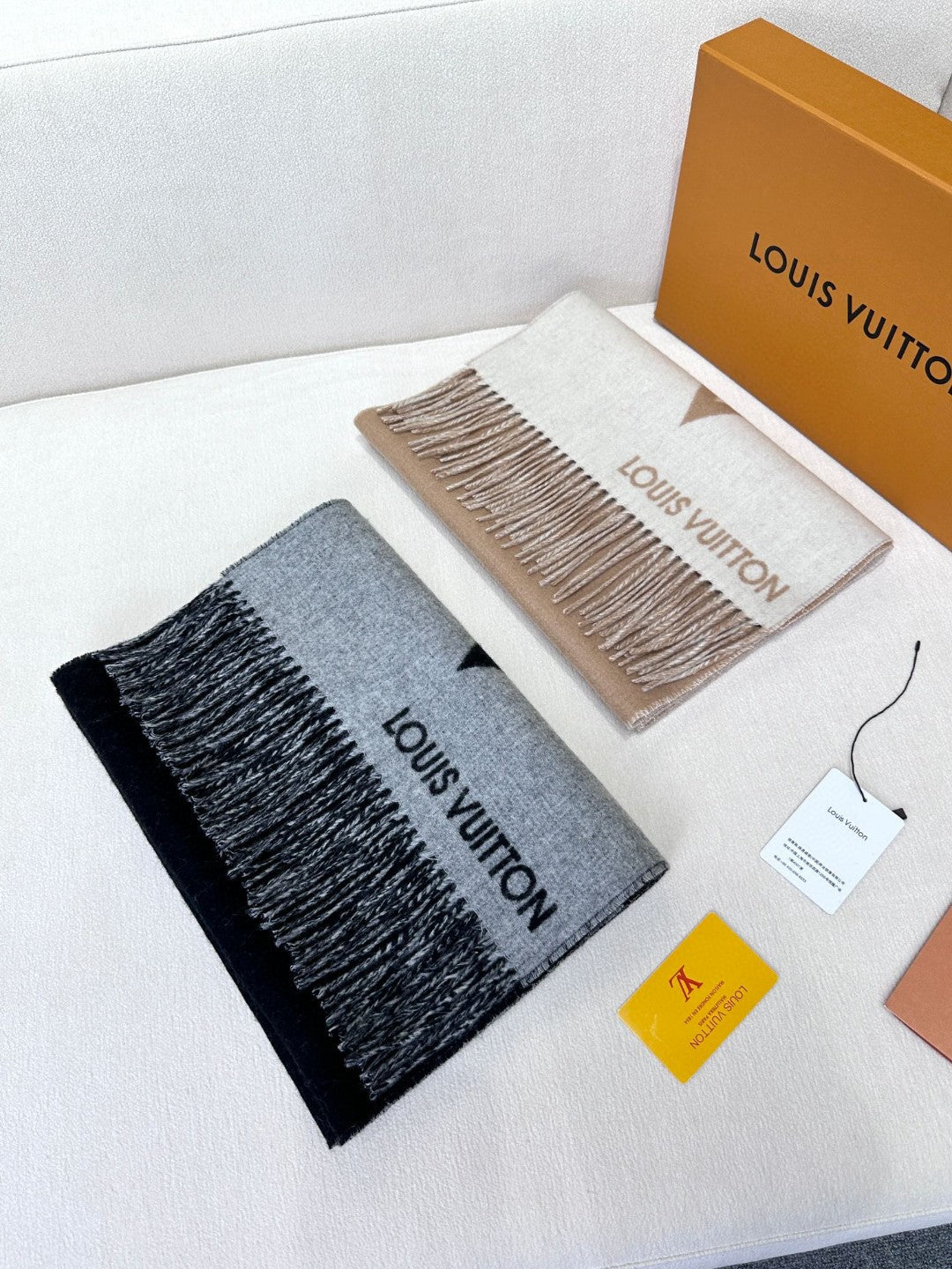 GRAPHIC DUAL SCARF 192 CM IN BLACK MIX LIGHT GRAY WOOL AND CASHMERE 396435 mysite