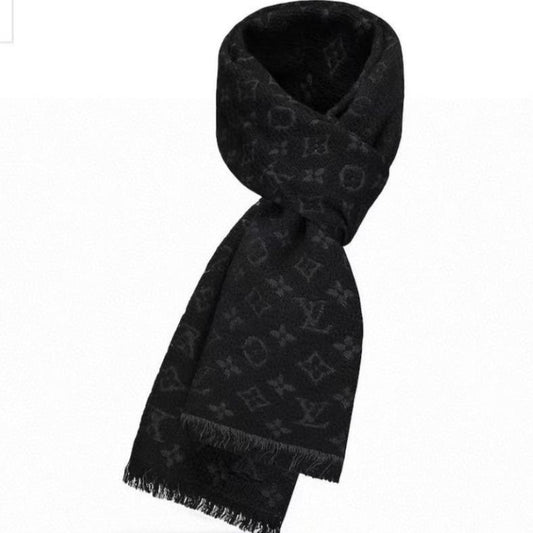 SCARF 180 CM IN BLACK CLASSIC MONOGRAM CASHMERE 396441 mysite