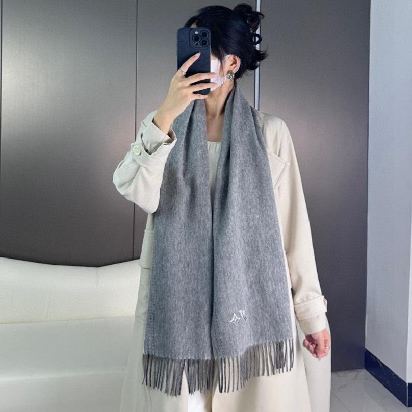 DUAL SCARF 180 CM IN SHARK GRAY CASHMERE 398375 mysite