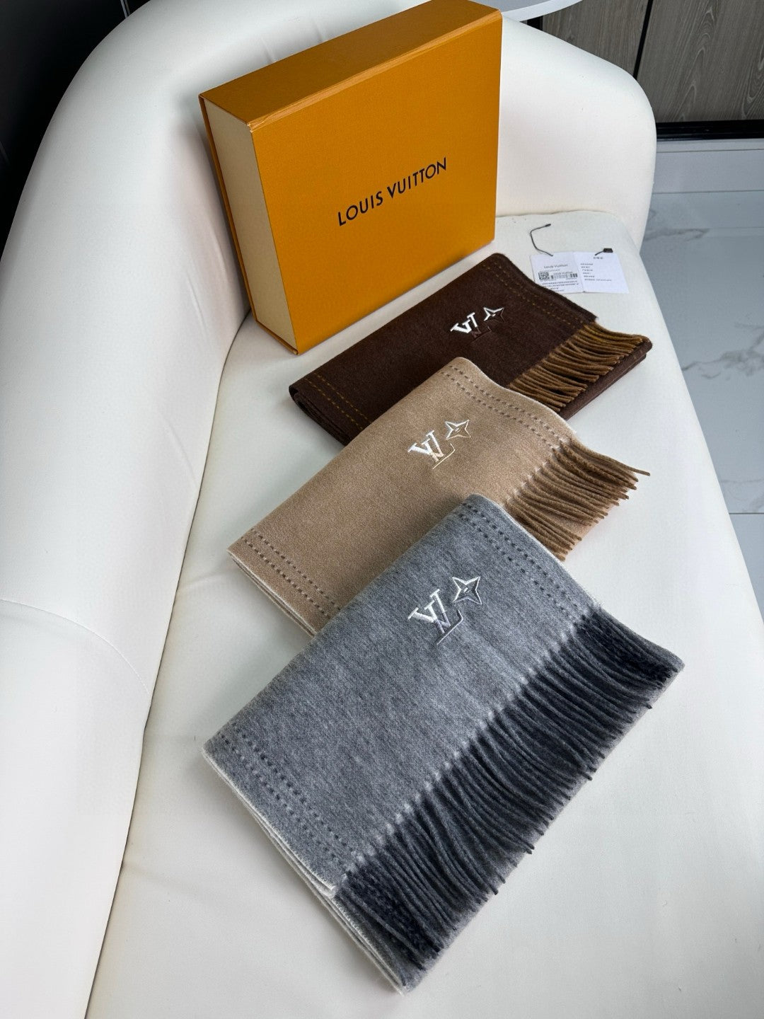 DUAL SCARF 180 CM IN SHARK GRAY CASHMERE 398375 mysite