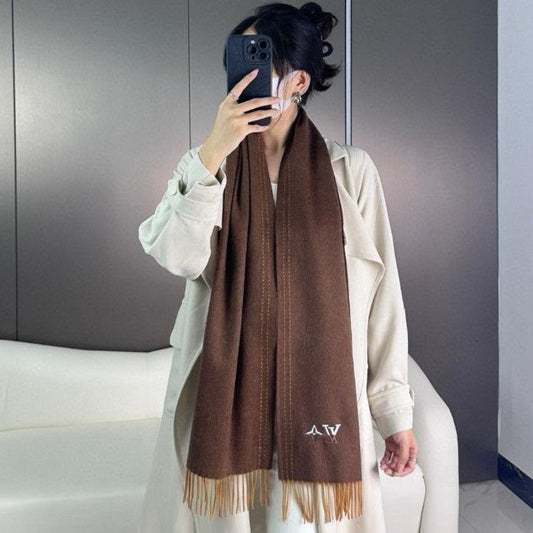 DUAL SCARF 180 CM IN CHOCOLATE BROWN CASHMERE 398376 mysite
