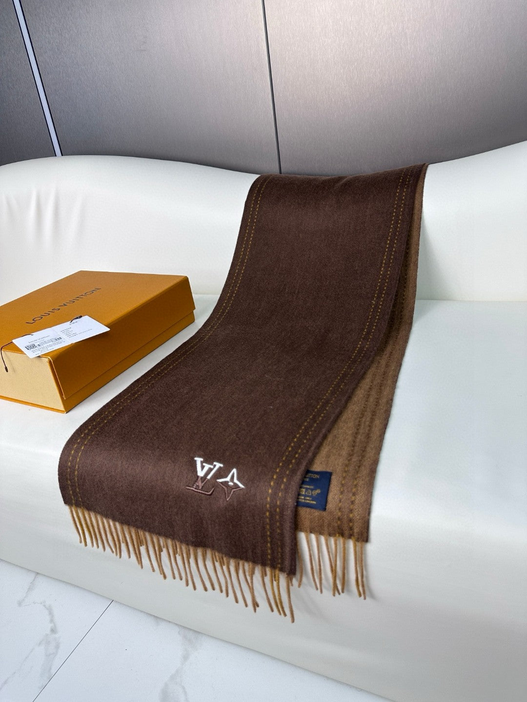 DUAL SCARF 180 CM IN CHOCOLATE BROWN CASHMERE 398376 mysite