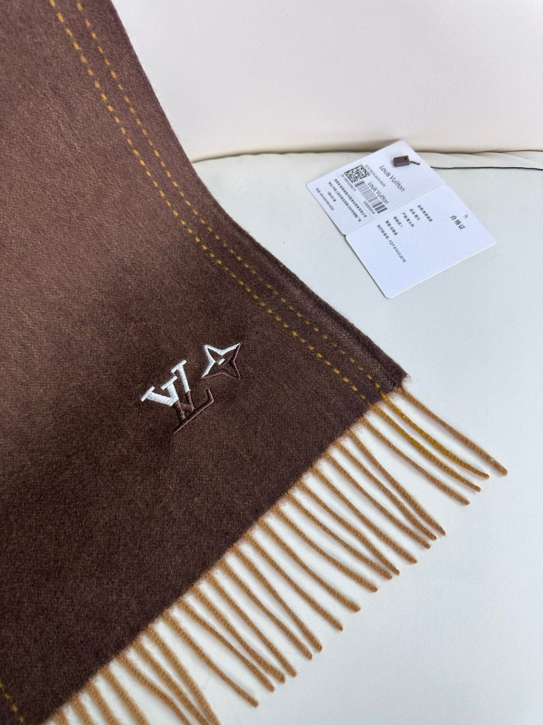 DUAL SCARF 180 CM IN CHOCOLATE BROWN CASHMERE 398376 mysite