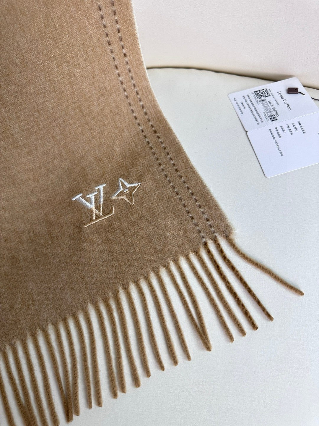 DUAL SCARF 180 CM IN MEDIUM BROWN CASHMERE 398377 mysite