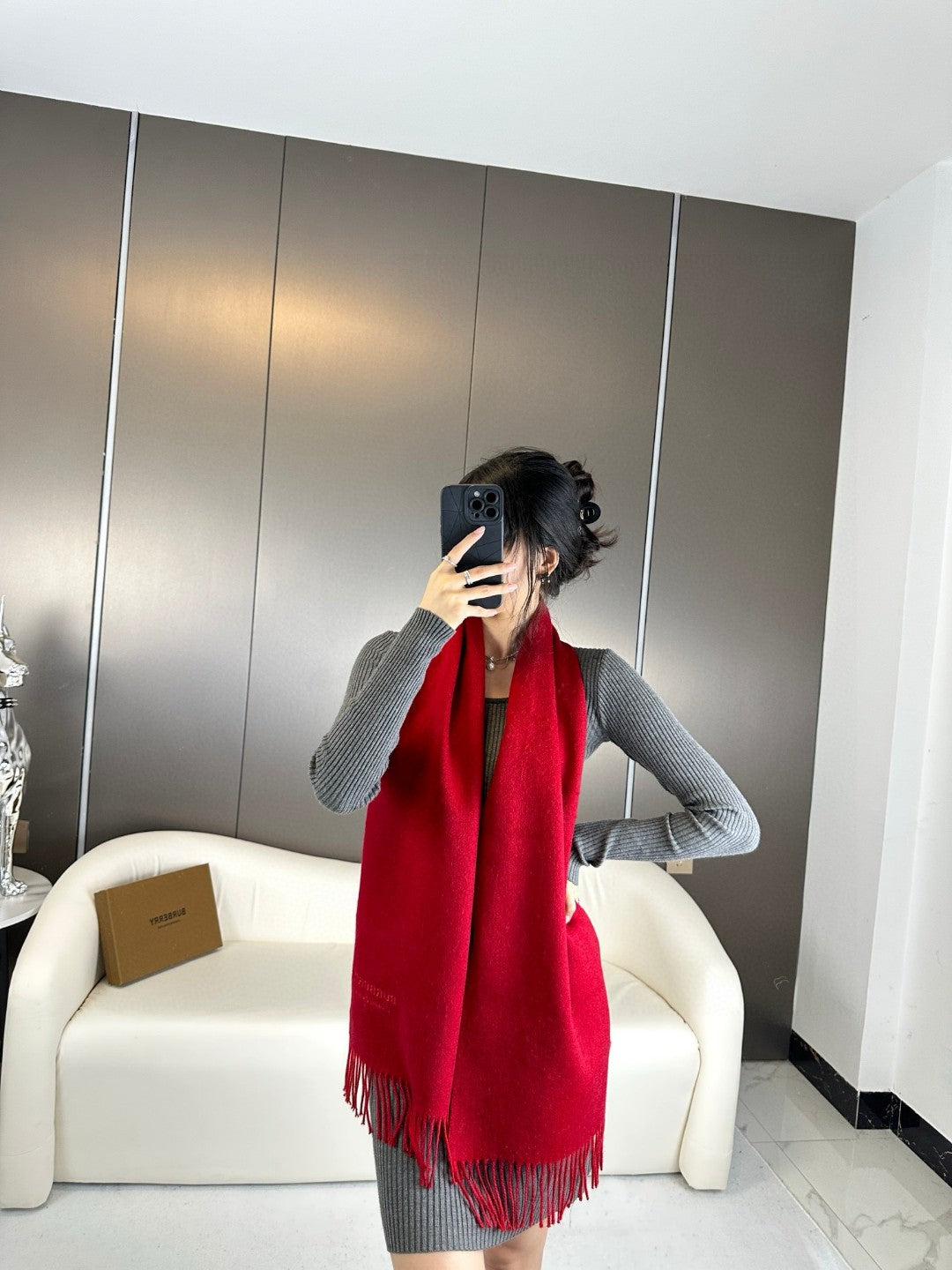 SCARF 180 CM IN CHERRY RED CASHMERE 398420 mysite