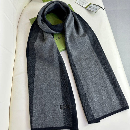 SCARF 180 CM IN BLACK MIX DARK GRAY CASHMERE 398446 mysite