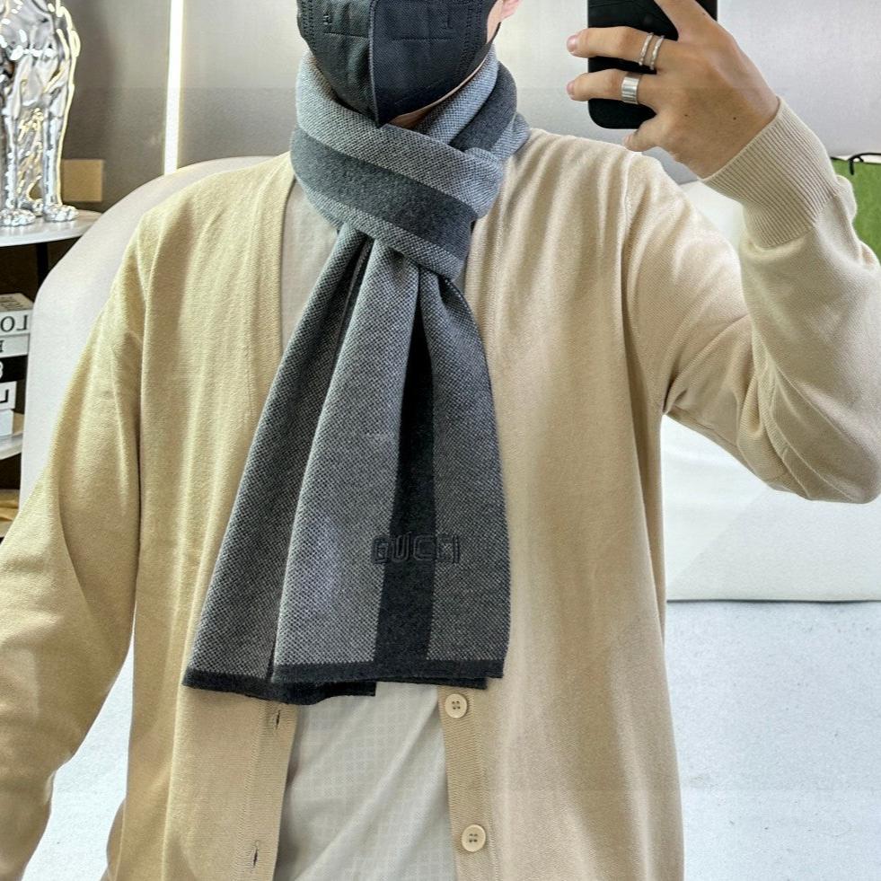 SCARF 180 CM IN BLACK MIX LIGHT GRAY CASHMERE 398447 mysite