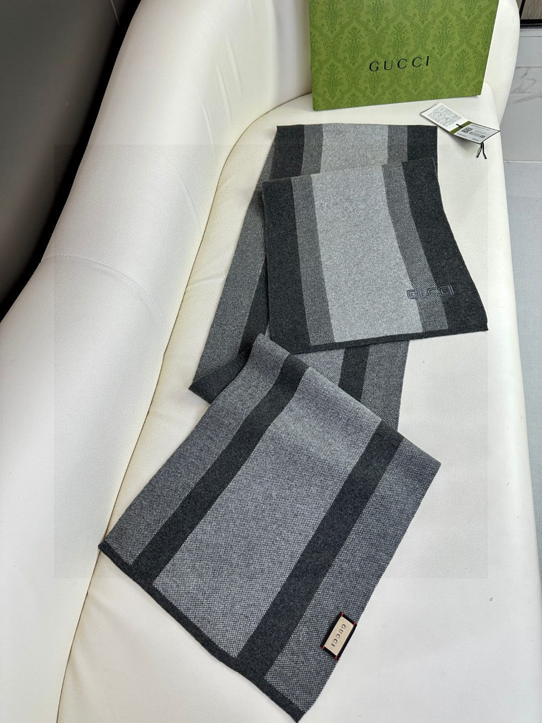 SCARF 180 CM IN BLACK MIX LIGHT GRAY CASHMERE 398447 mysite