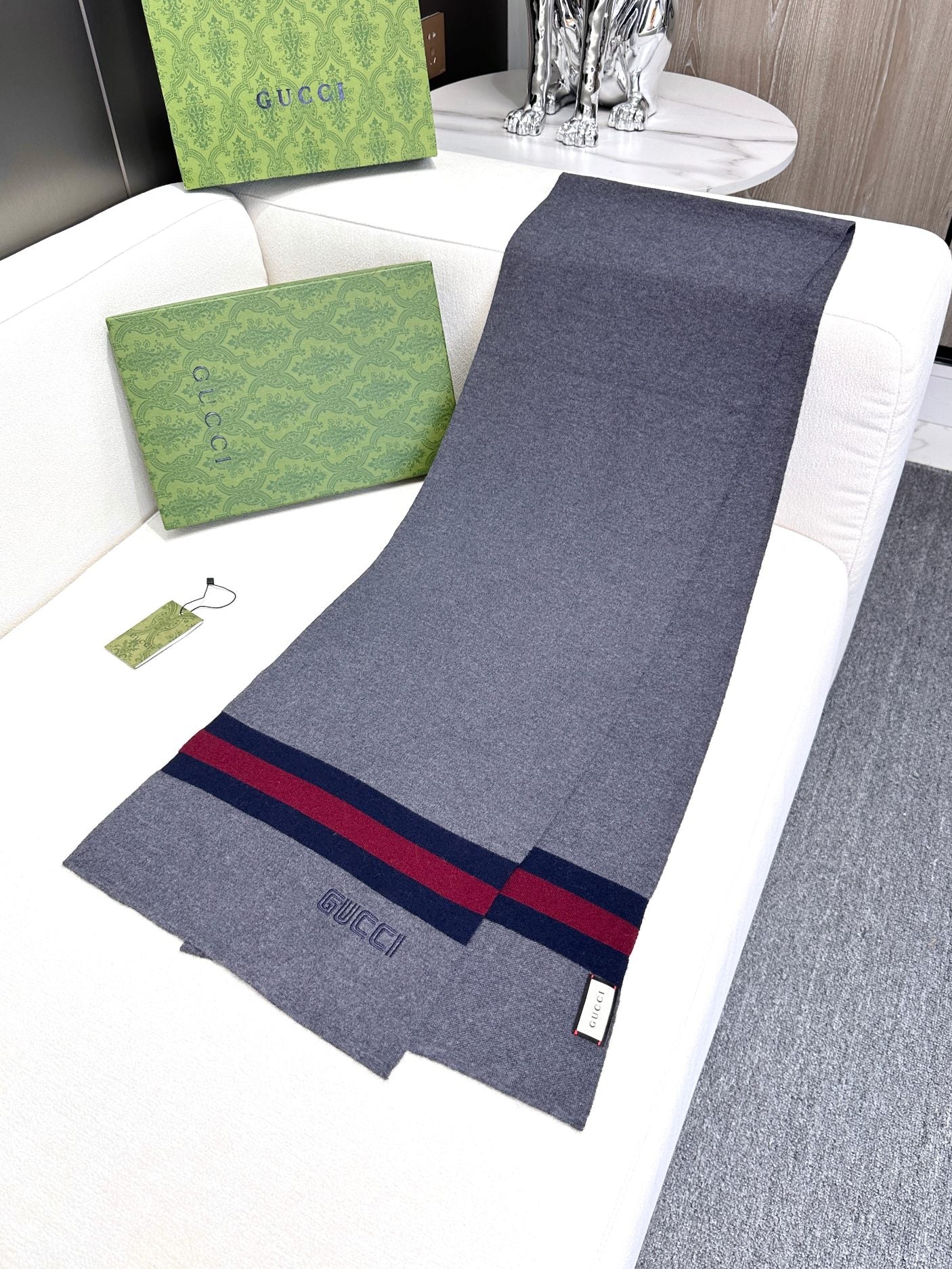 SCARF 180 CM IN SHARK GRAY CASHMERE 398451 mysite