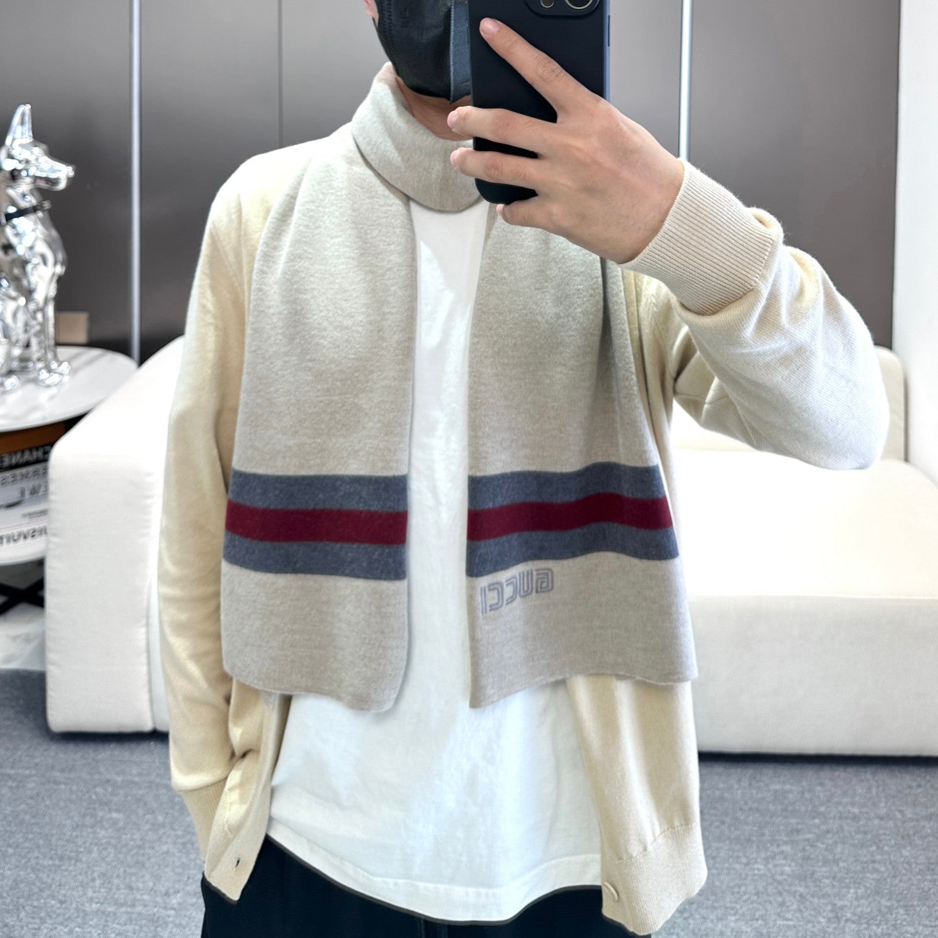 SCARF 180 CM IN HARBOR GRAY CASHMERE 398452 mysite