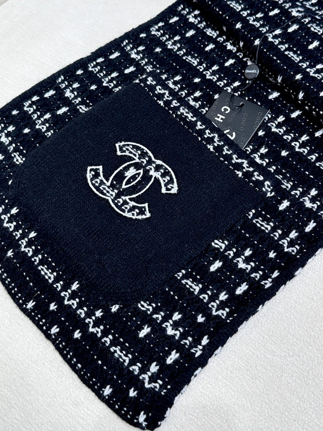 SCARF 180 CM IN BLACK MIX WHITE CASHMERE 403850 mysite