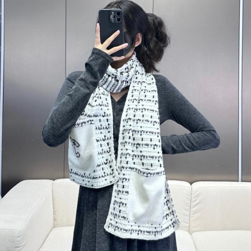 SCARF 180 CM IN WHITE MIX BLACK CASHMERE 403851 mysite