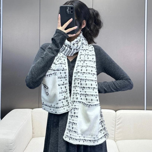 SCARF 180 CM IN WHITE MIX BLACK CASHMERE 403851 mysite