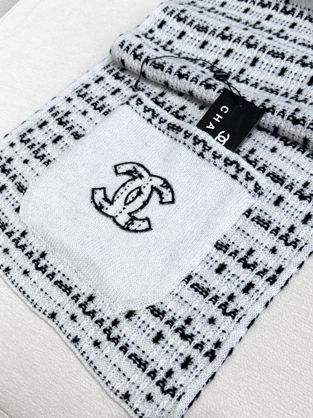 SCARF 180 CM IN WHITE MIX BLACK CASHMERE 403851 mysite