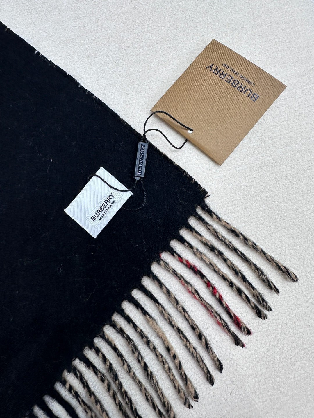 SCARF 180 CM IN BLACK AND TAN BROWN CASHMERE 407240 mysite