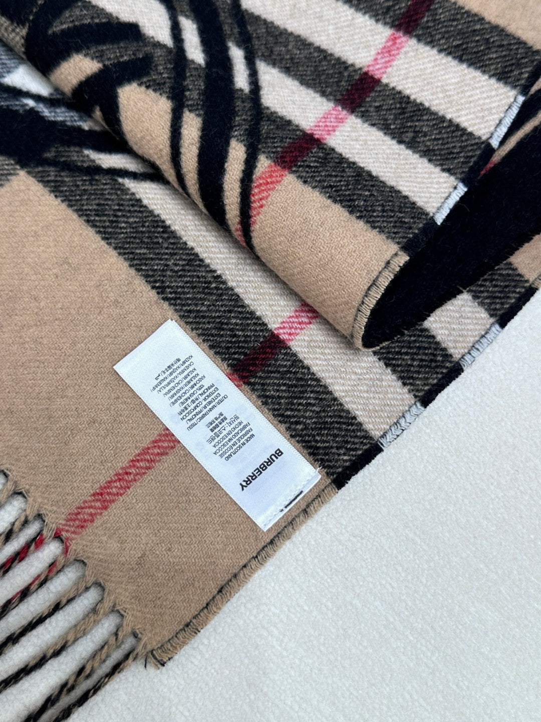 SCARF 180 CM IN BLACK AND TAN BROWN CASHMERE 407240 mysite