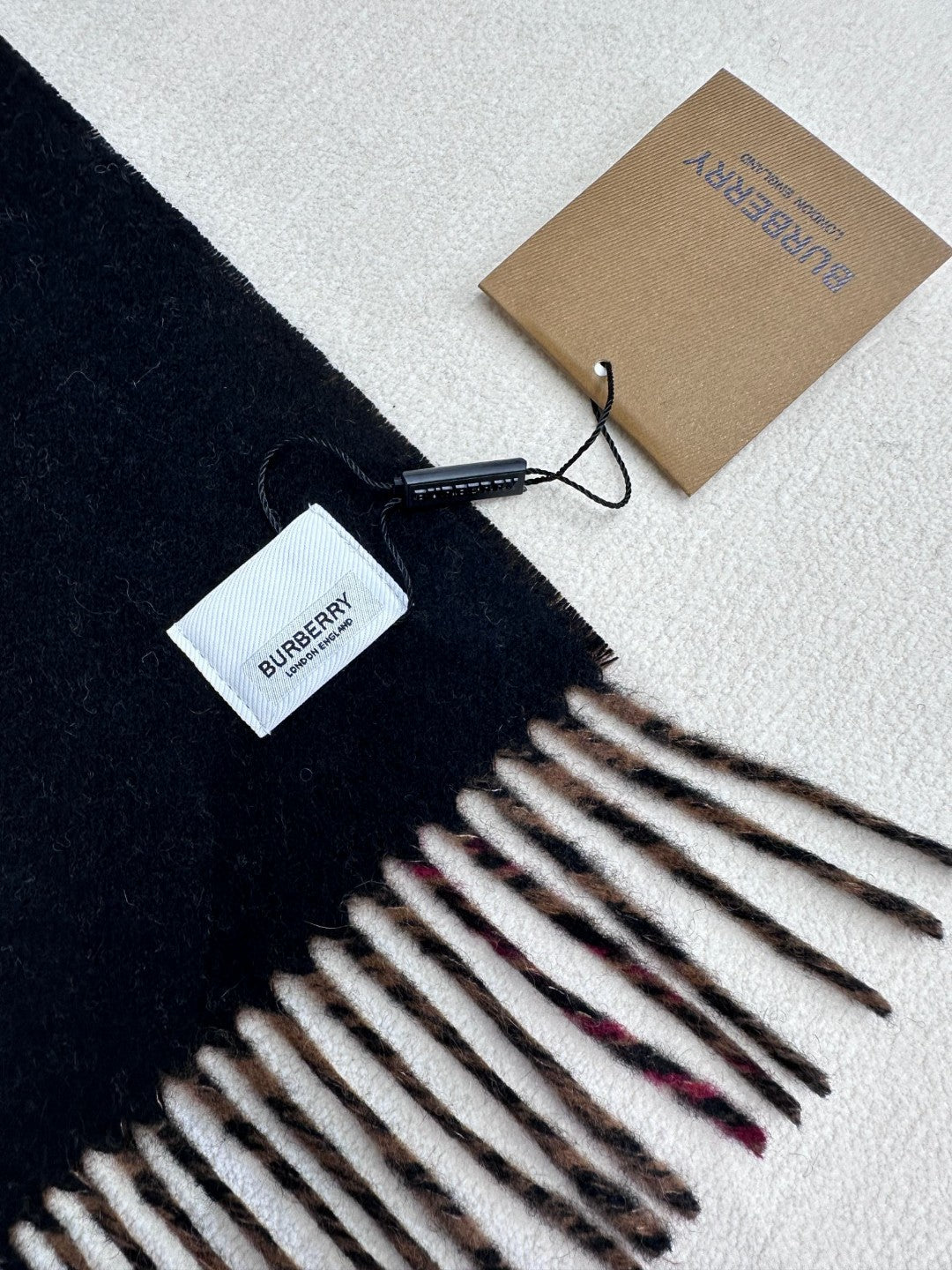 SCARF 180 CM IN BLACK AND RUSSET BROWN CASHMERE 407241 mysite