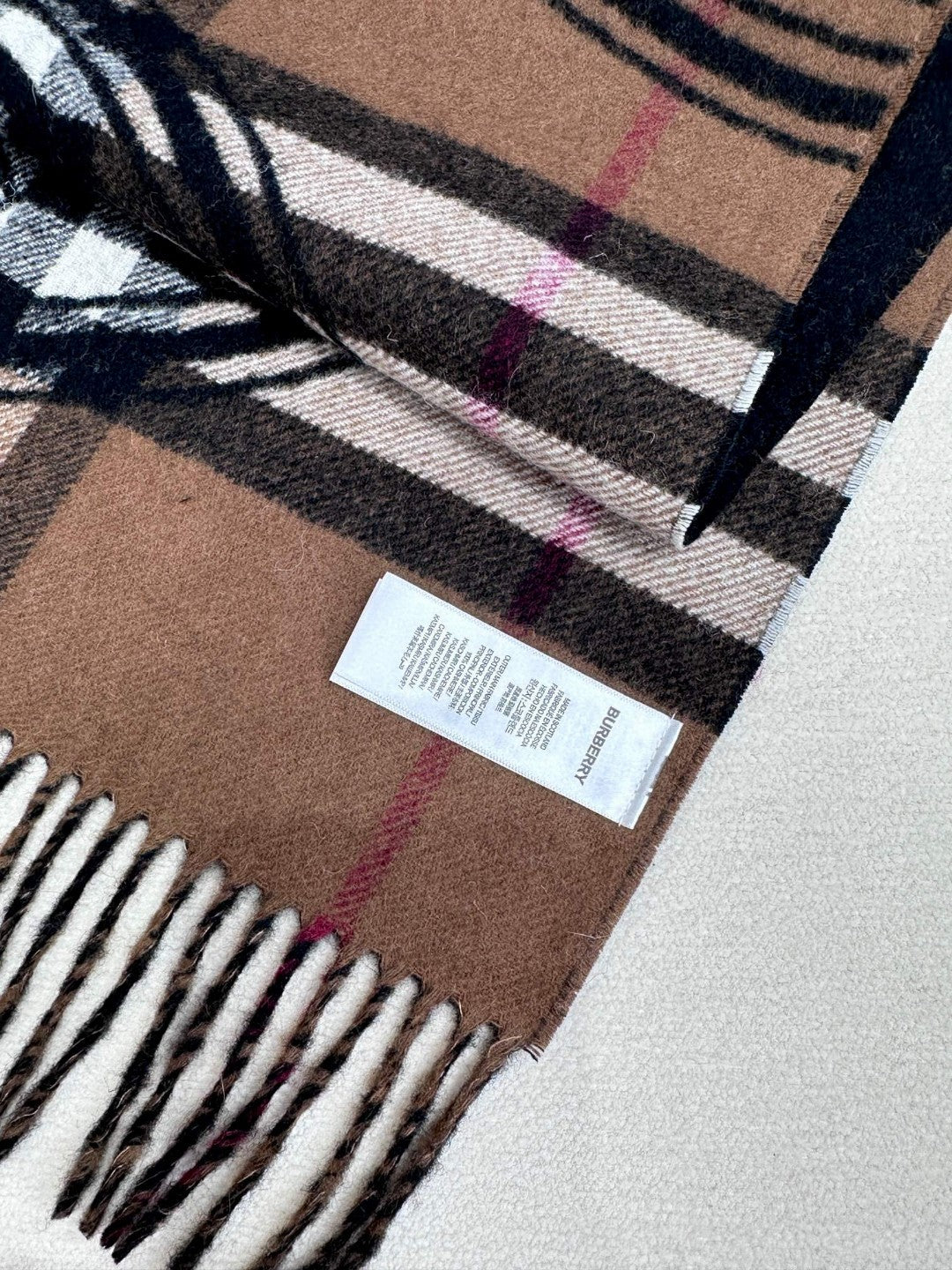 SCARF 180 CM IN BLACK AND RUSSET BROWN CASHMERE 407241 mysite