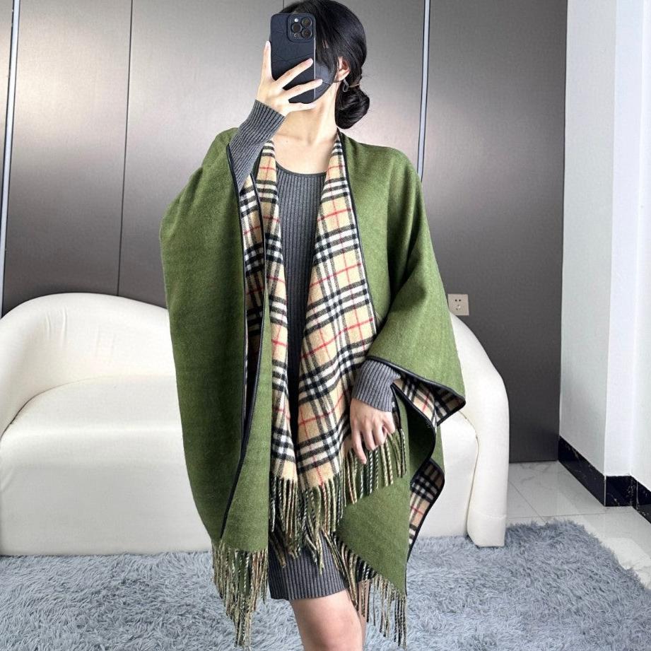 CHECK CAPE IN JADE GREEN WOOL 410153 mysite