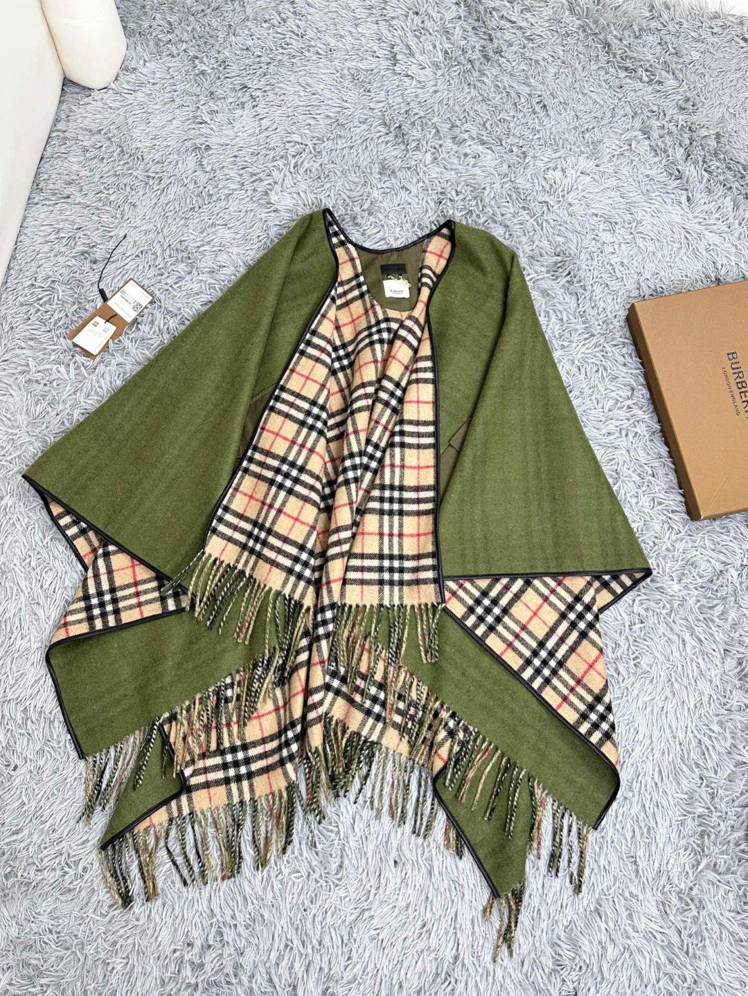 CHECK CAPE IN JADE GREEN WOOL 410153 mysite