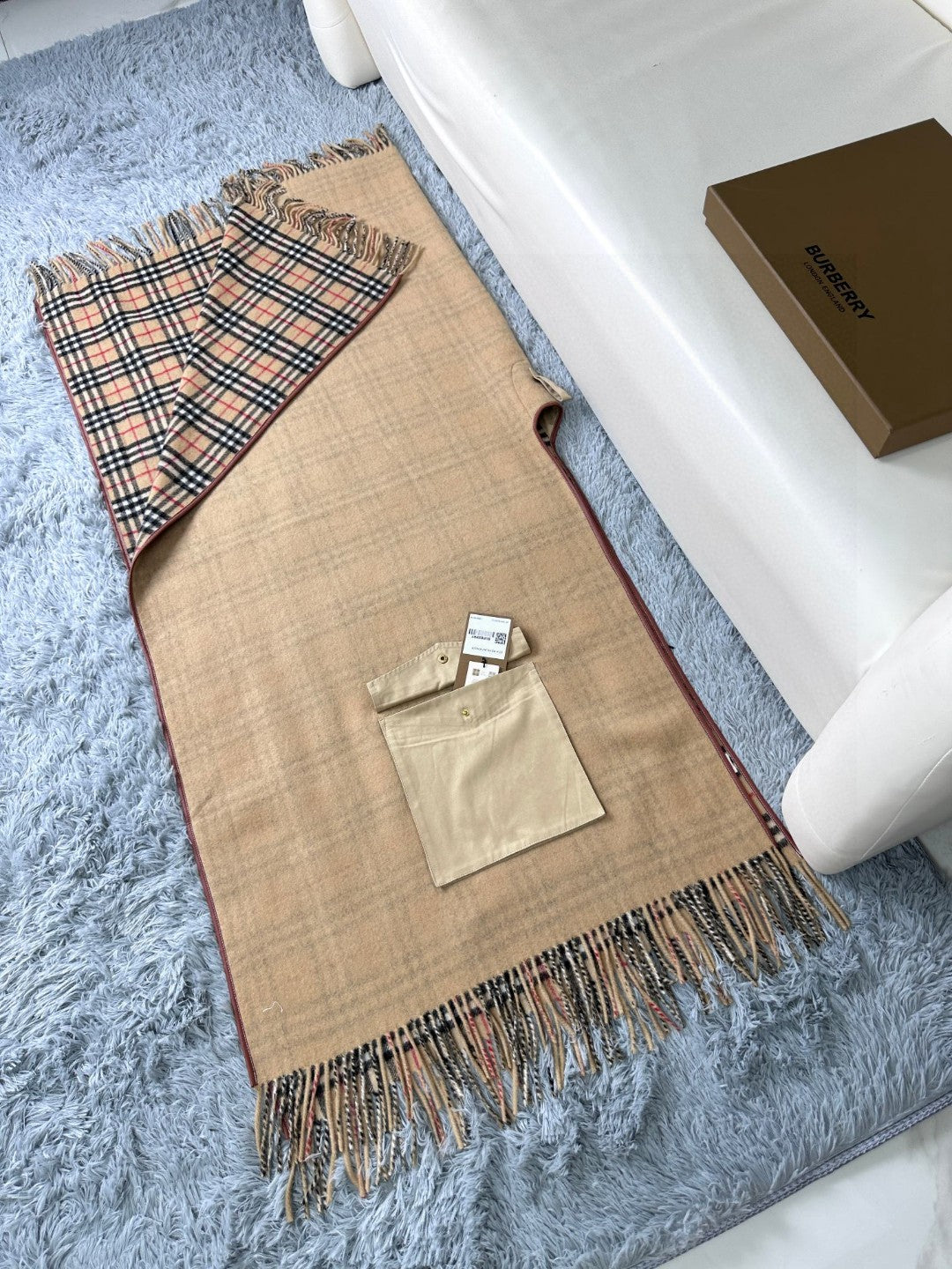 CHECK CAPE IN SAND BROWN WOOL 410154 mysite