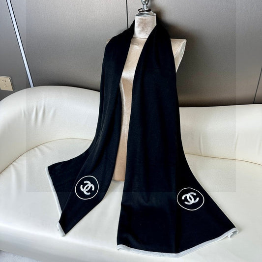 CC Scarf 200 CM In Black Cashmere And Silk 419965 mysite