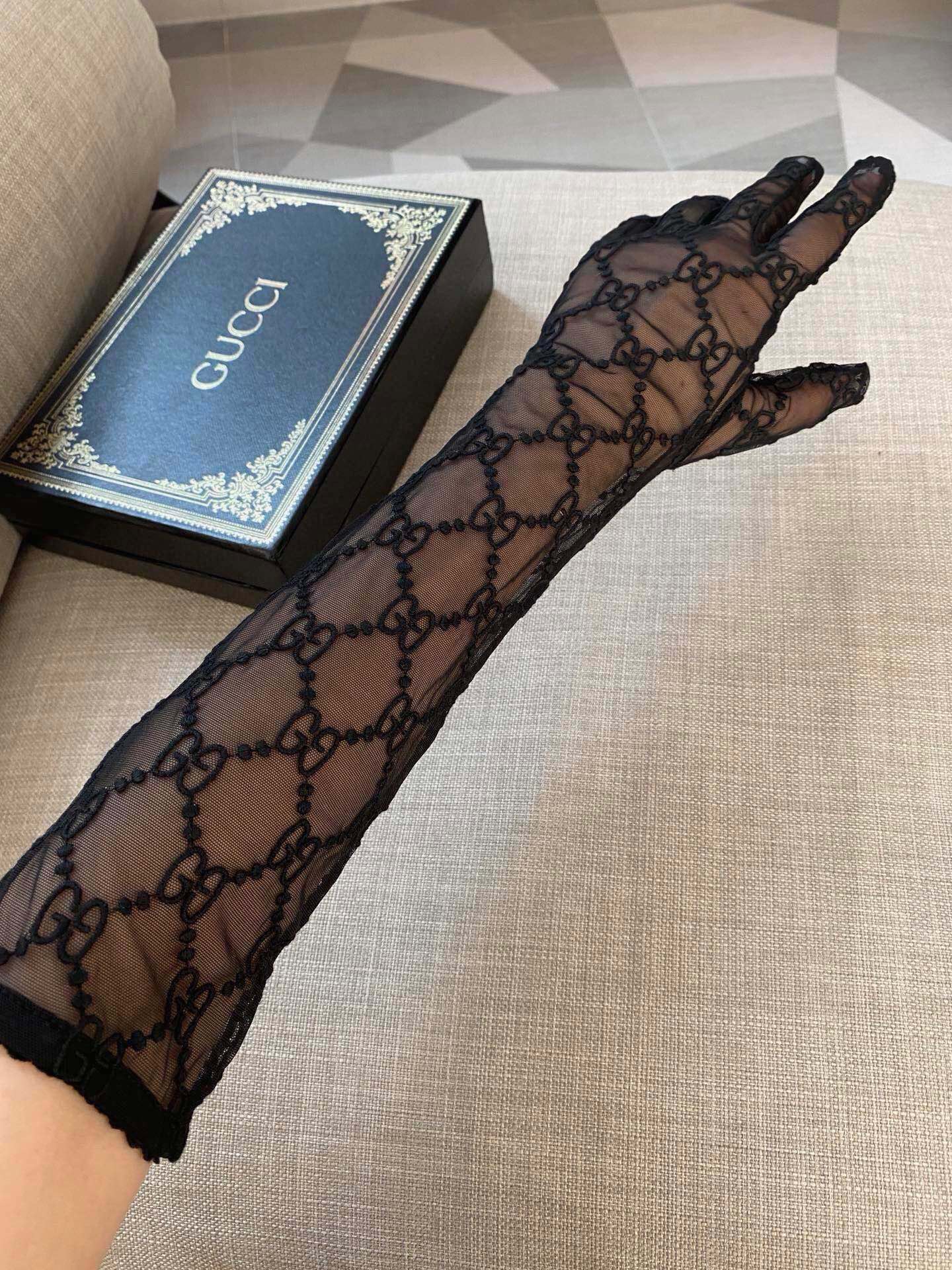 EMBROIDERED LACE MESH GLOVES BLACK 462433 mysite