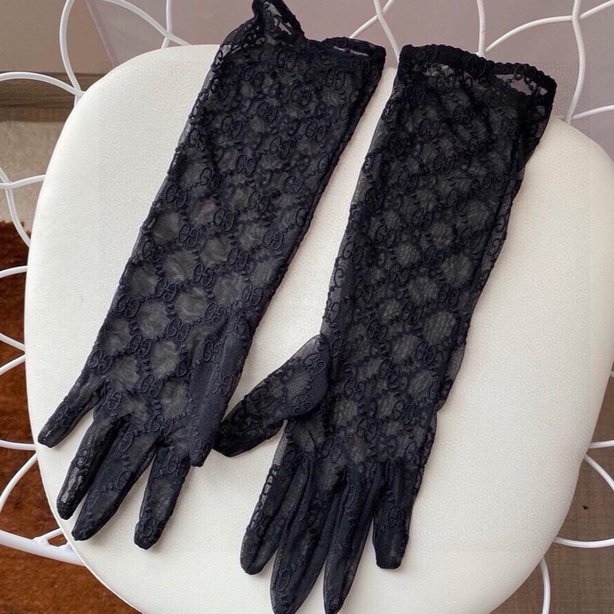 EMBROIDERED LACE MESH GLOVES BLACK 462433 mysite