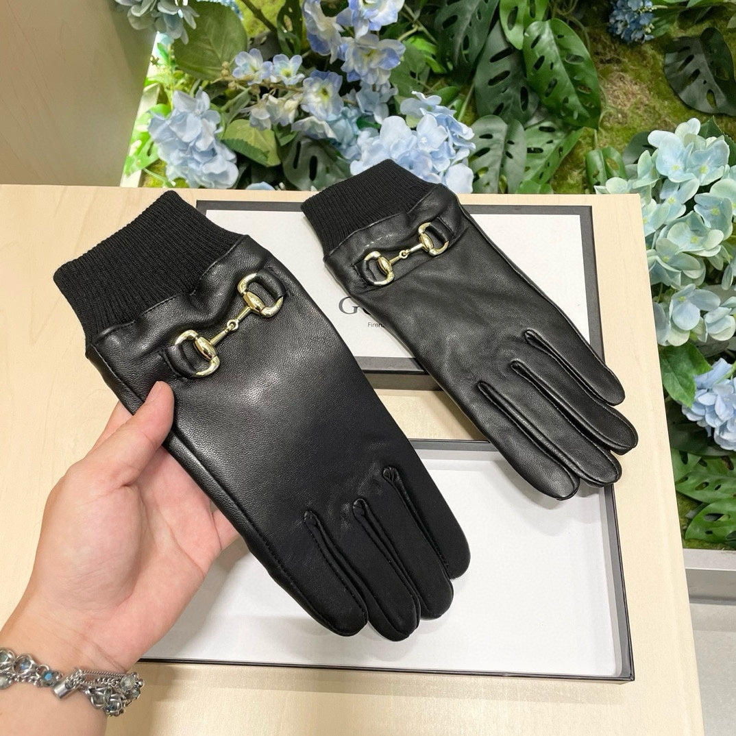 HORSEBIT GLOVES IN BLACK LAMBSKIN MIX WOOL 464975 mysite