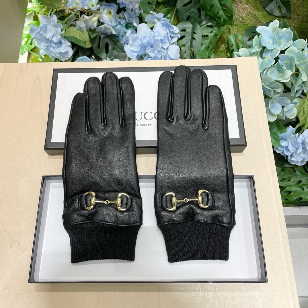 HORSEBIT GLOVES IN BLACK LAMBSKIN MIX WOOL 464975 mysite