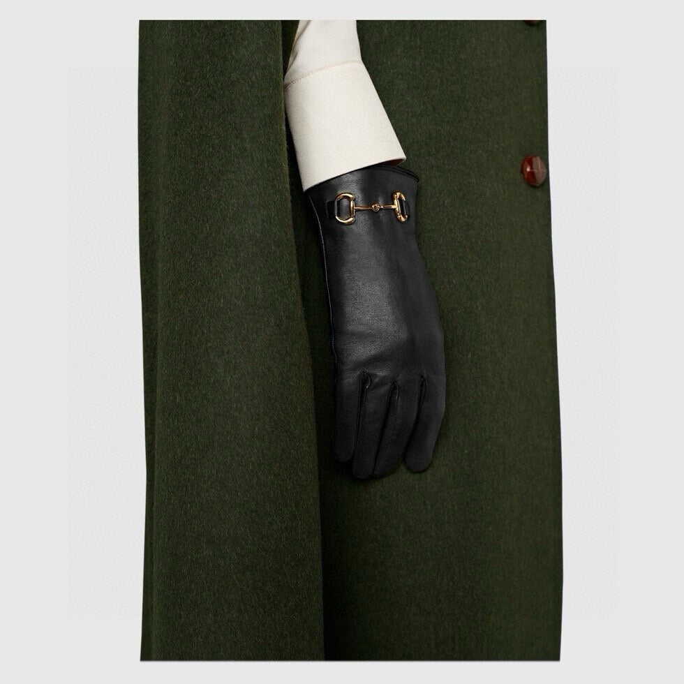 HORSEBIT GLOVES IN BLACK SHEEPSKIN AND CASHMERE LINING 465774 mysite
