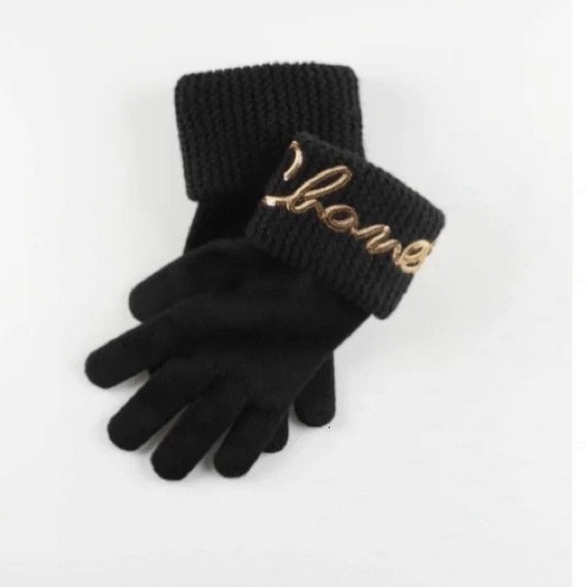 GLOVES IN BLACK WOOL WITH YELLOW LOGO 465778 mysite