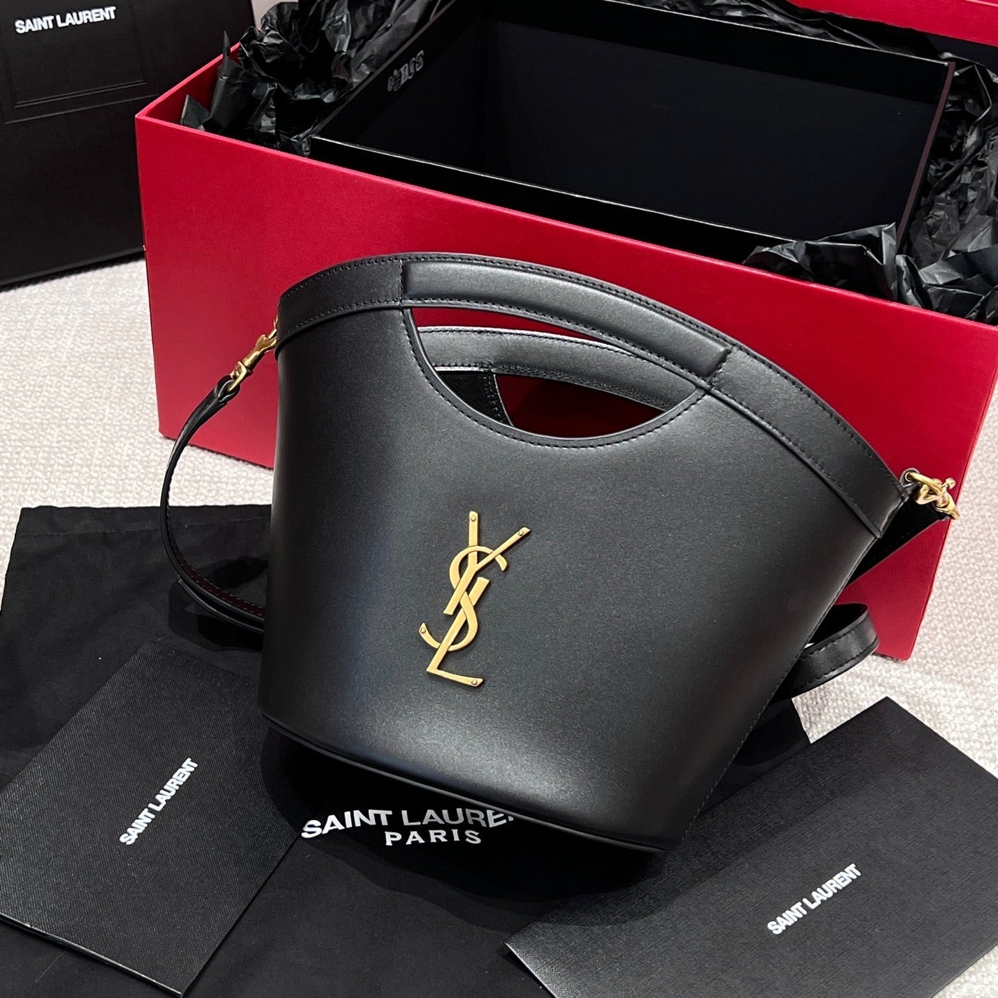 YSL Celia Mini Tote 29cm In Black Smooth Leather mysite