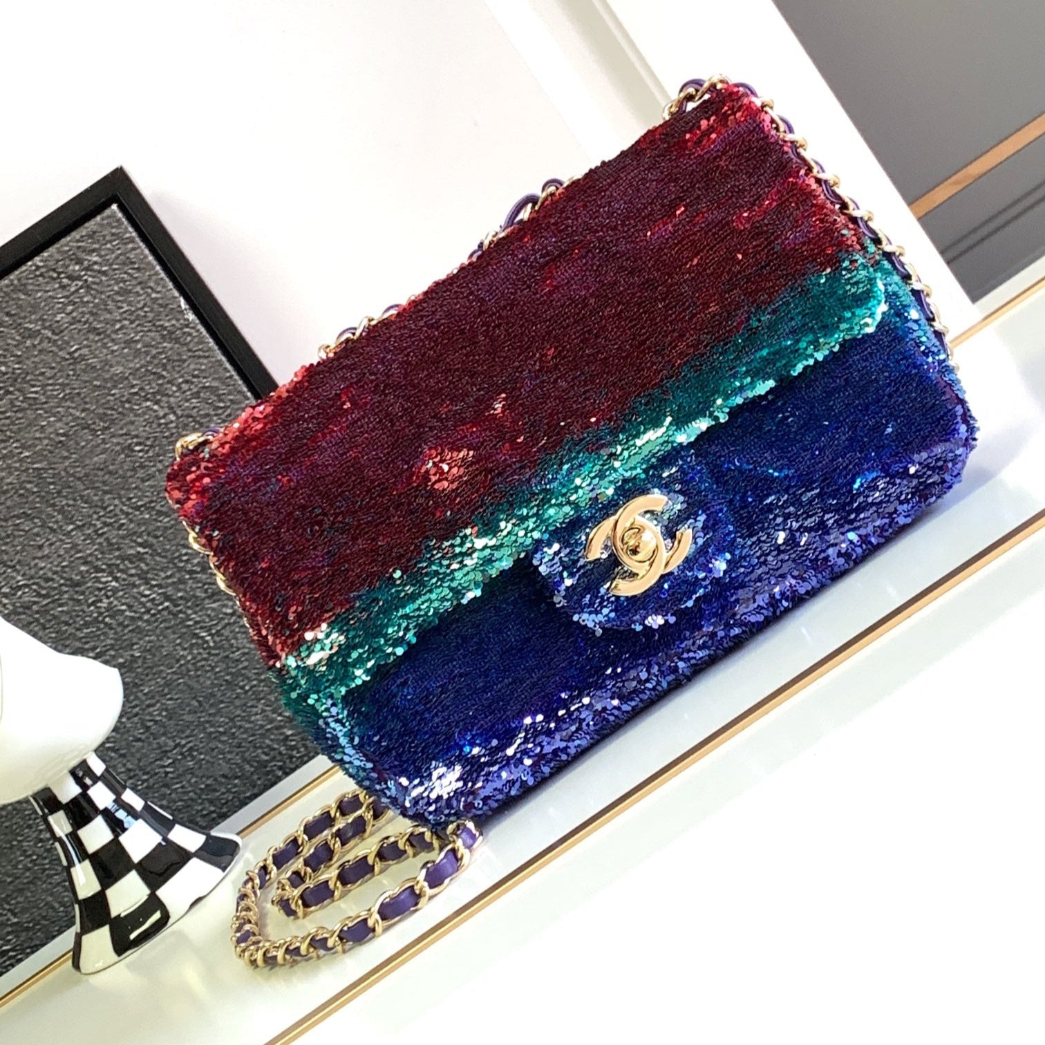 Flap Bag Mini 21cm Multicolor Sequin mysite