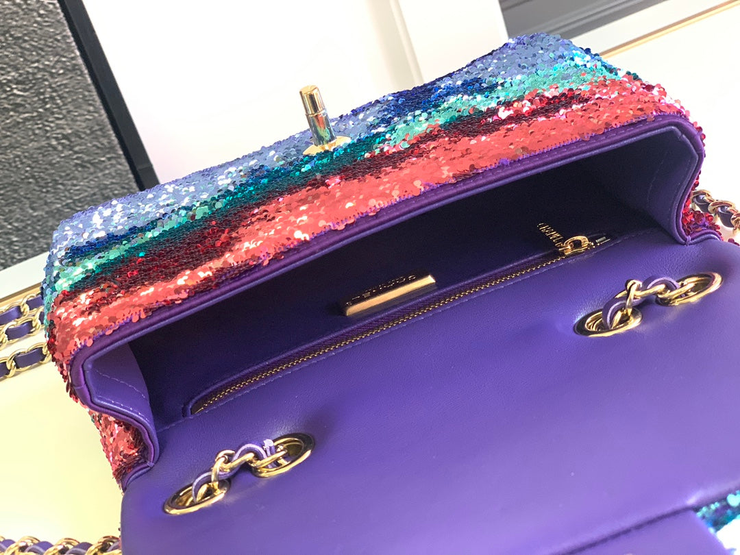 Flap Bag Mini 21cm Multicolor Sequin mysite