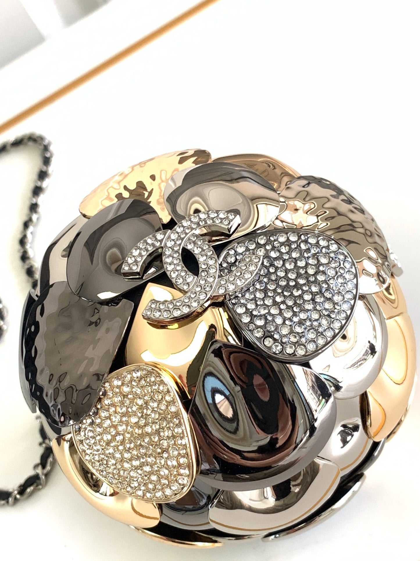 EVENING BAG 9 GOLD SILVER RUTHENIUM METAL WITH CRYSTAL mysite