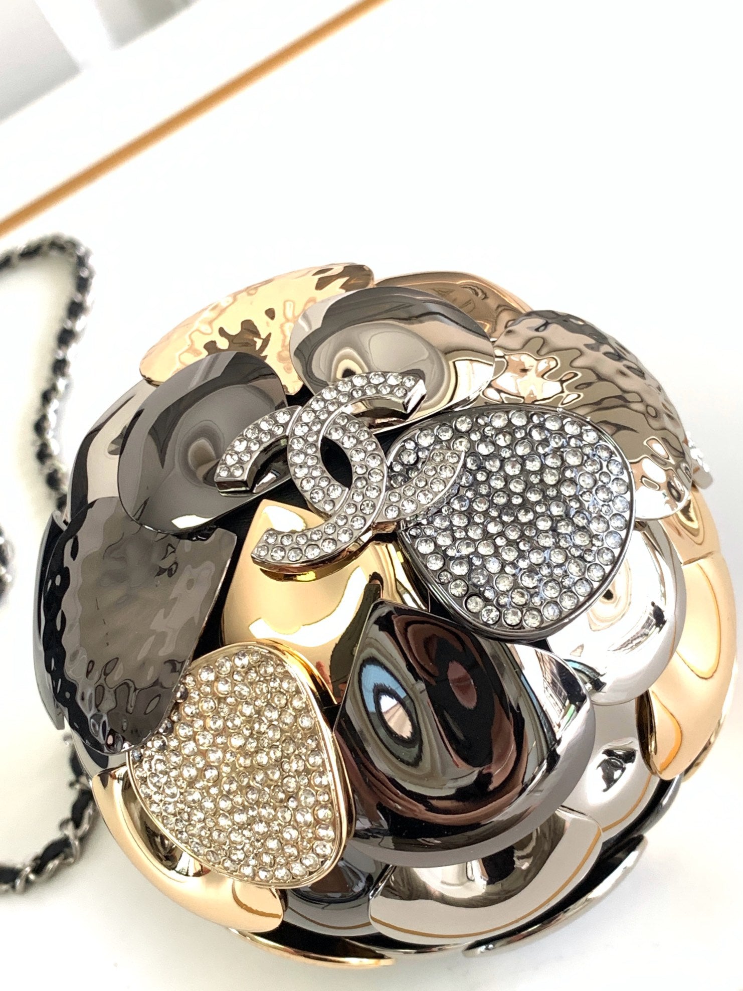 EVENING BAG 9 GOLD SILVER RUTHENIUM METAL WITH CRYSTAL mysite