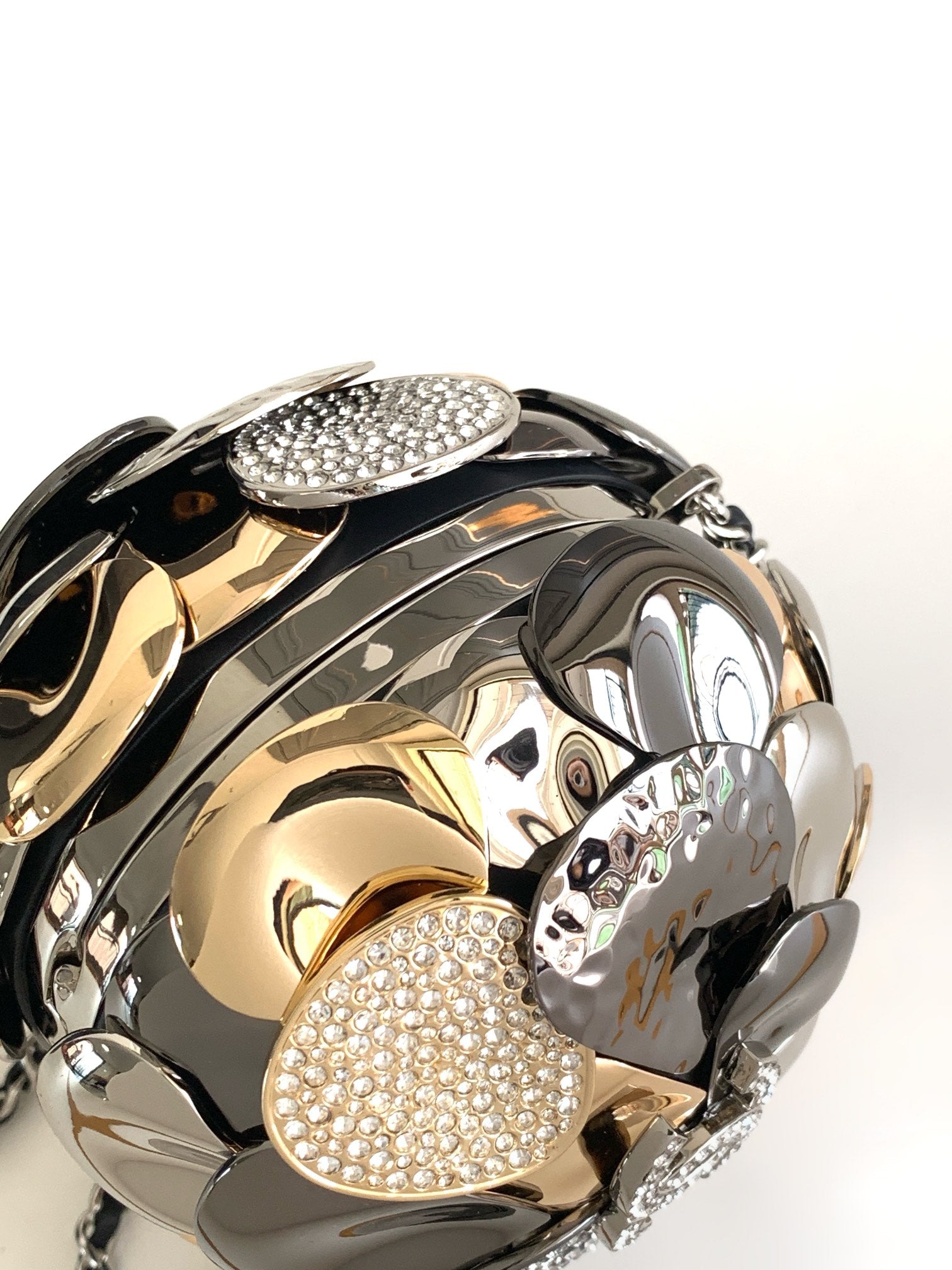 EVENING BAG 9 GOLD SILVER RUTHENIUM METAL WITH CRYSTAL mysite