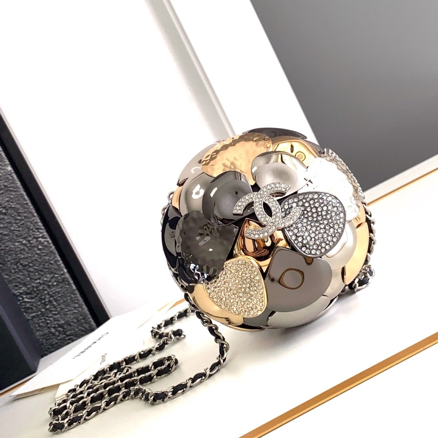 EVENING BAG 9 GOLD SILVER RUTHENIUM METAL WITH CRYSTAL mysite