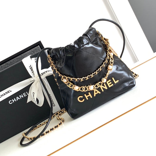 24a cc 22 hobo bag 20cm black lambskin pearl gold hardware mysite