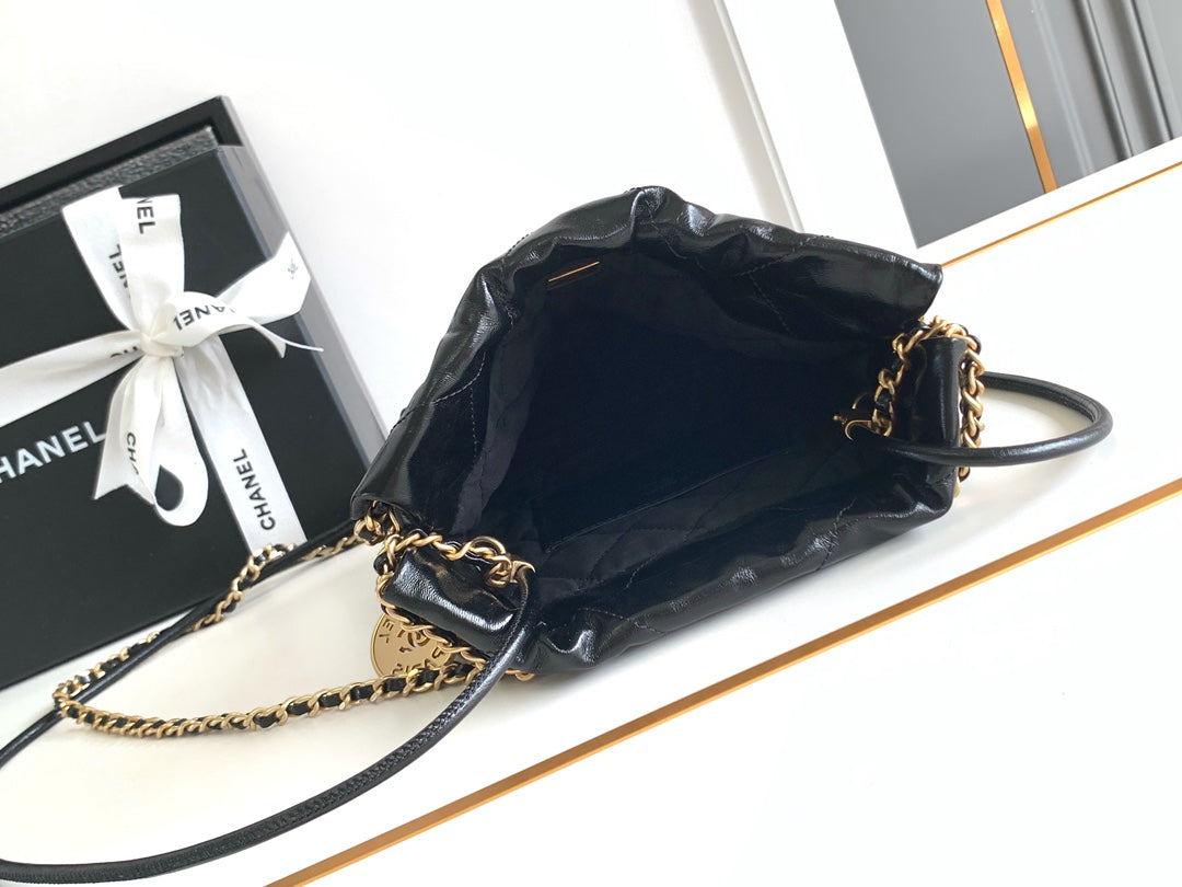 24a cc 22 hobo bag 20cm black lambskin pearl gold hardware mysite