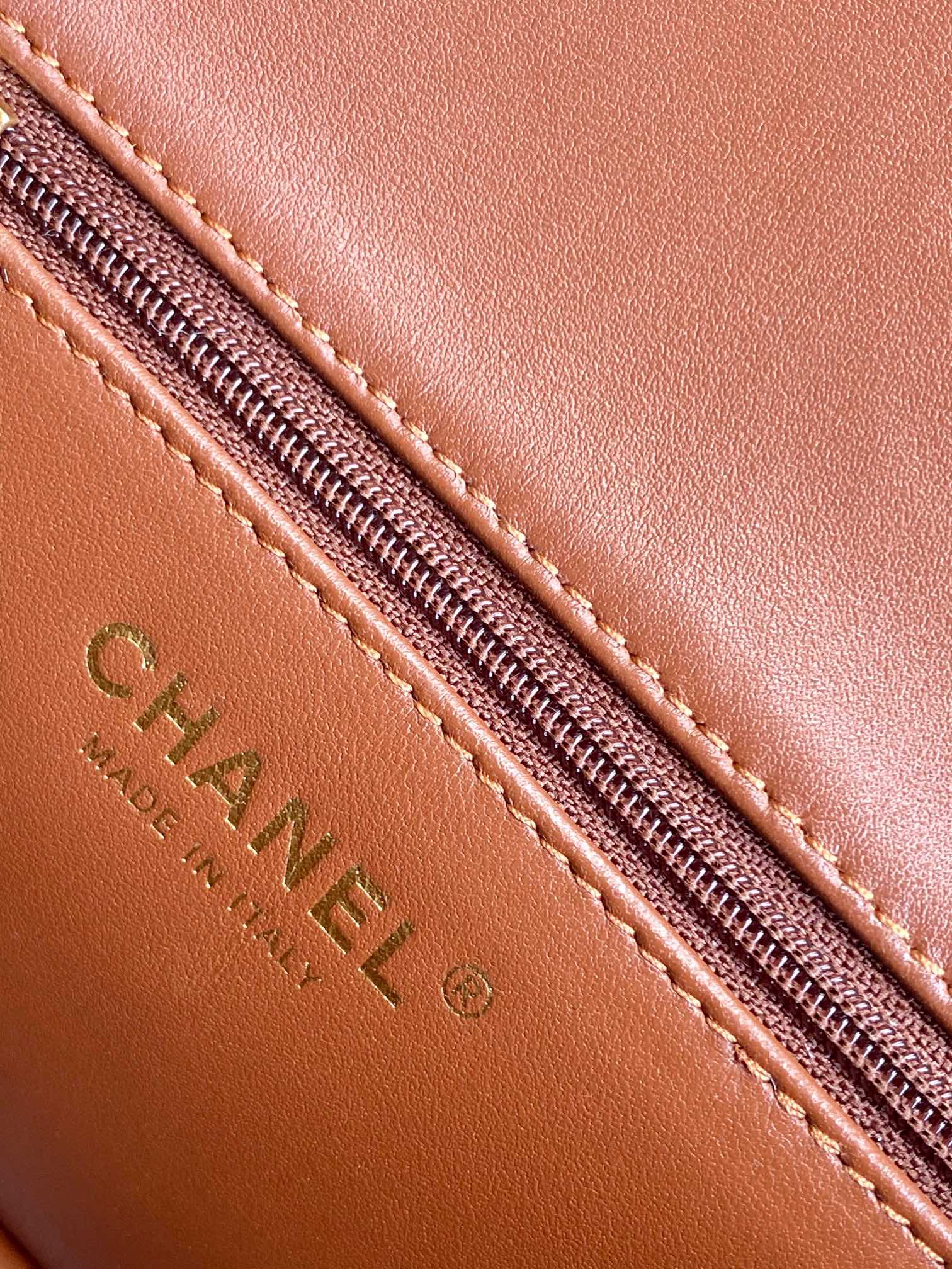 Flap Bag Mini 18cm White Brown Sherling Lambskin Gold Hardware mysite