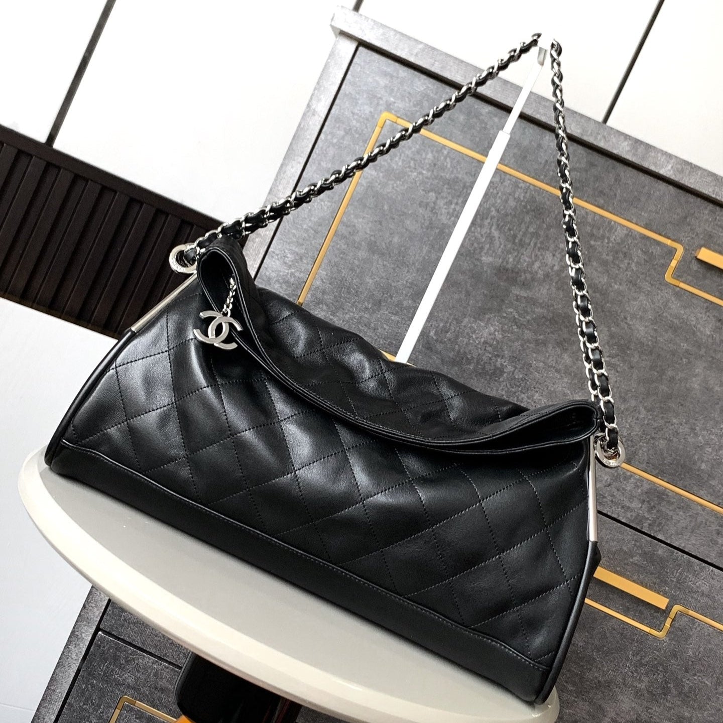 CC Vintage Hobo Bag 40cm Black Lambskin Silver Hardware mysite