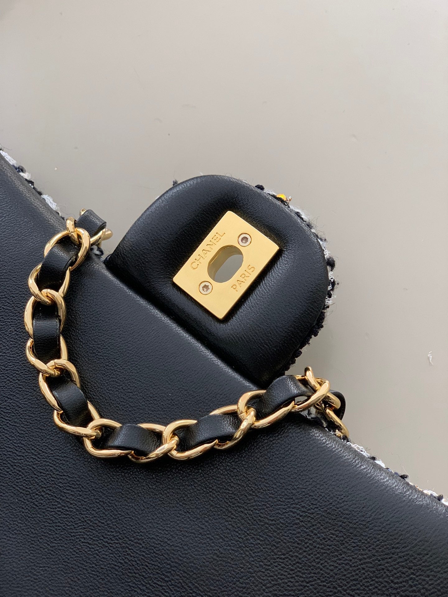 Flap Bag Mini 20cm Black White Tweed Sequin mysite