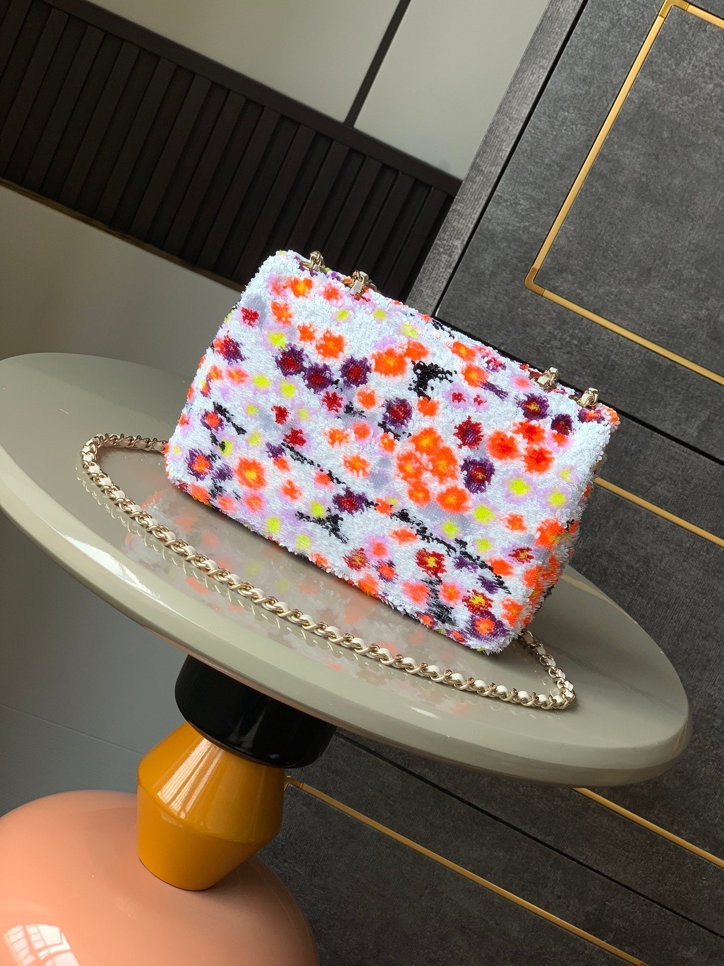 Flap Bag Mini 20cm White Orange Sequin mysite